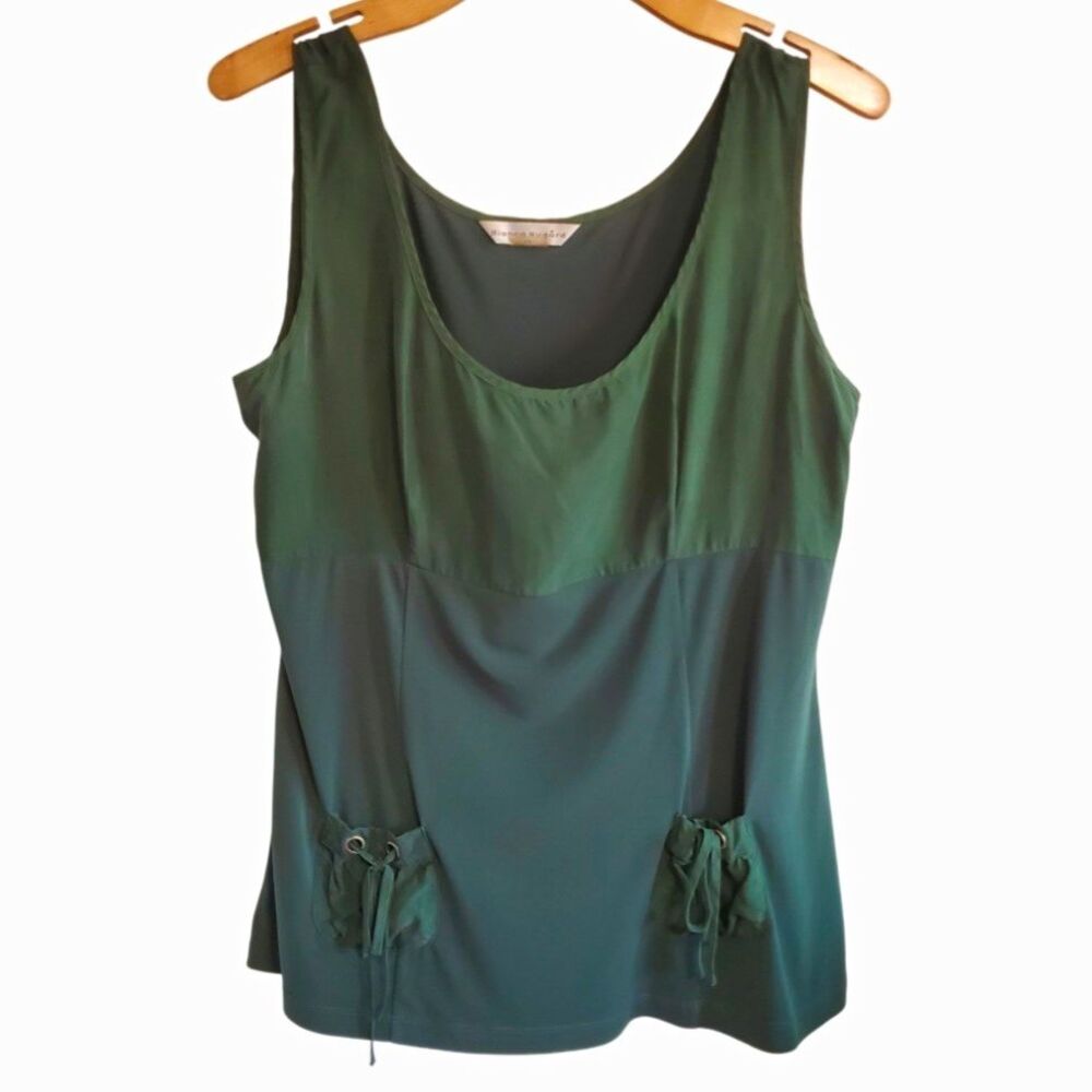 Bianca Nygard Green Silk Blend Top Patch Pocket Y2k Fairy Grunge Twee Size 12